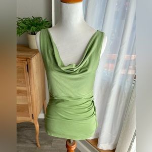 Express Leaf Green Sleeveless Cowl Neck Top- Size Small